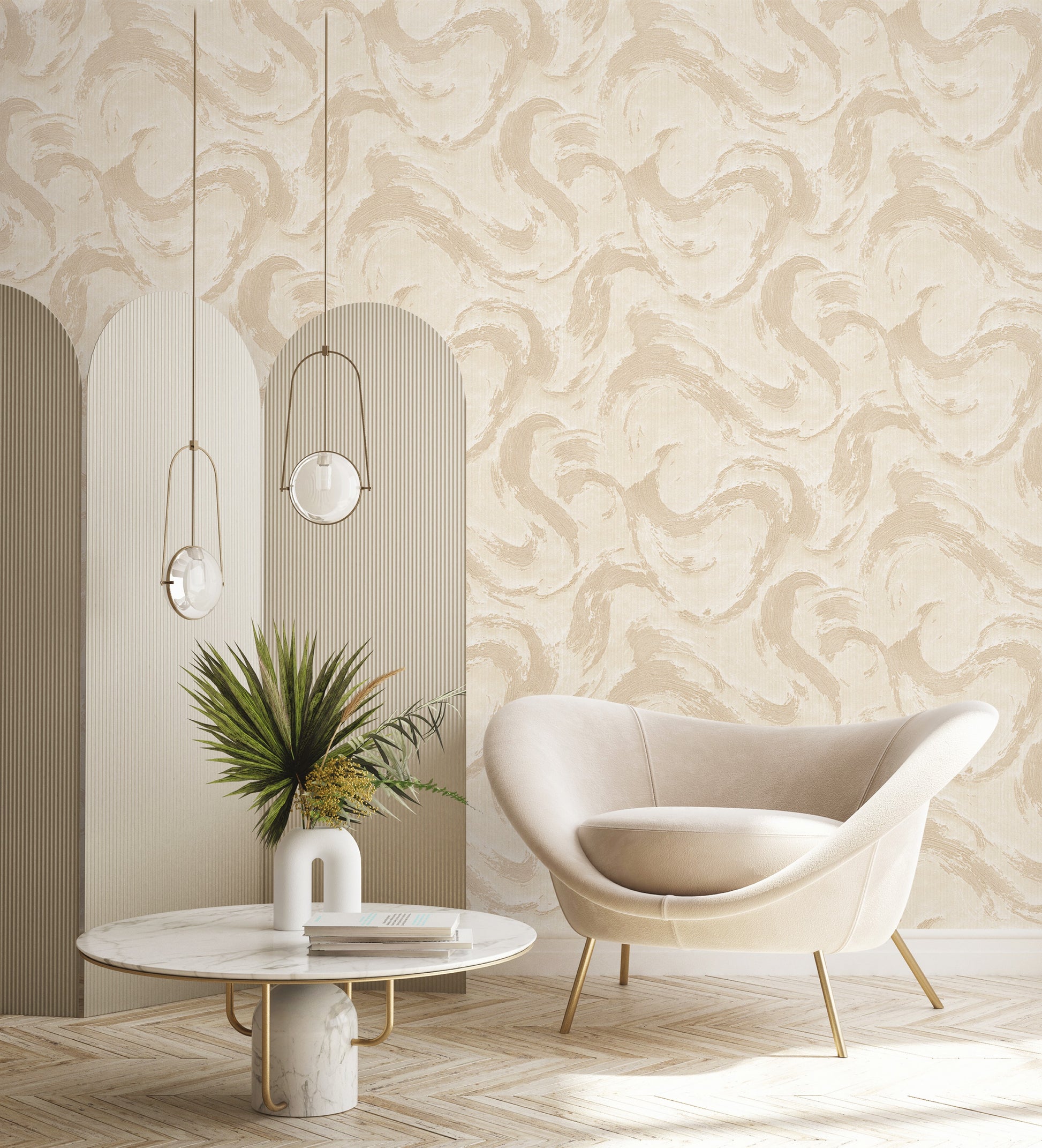 swirly wallpaper for living room India